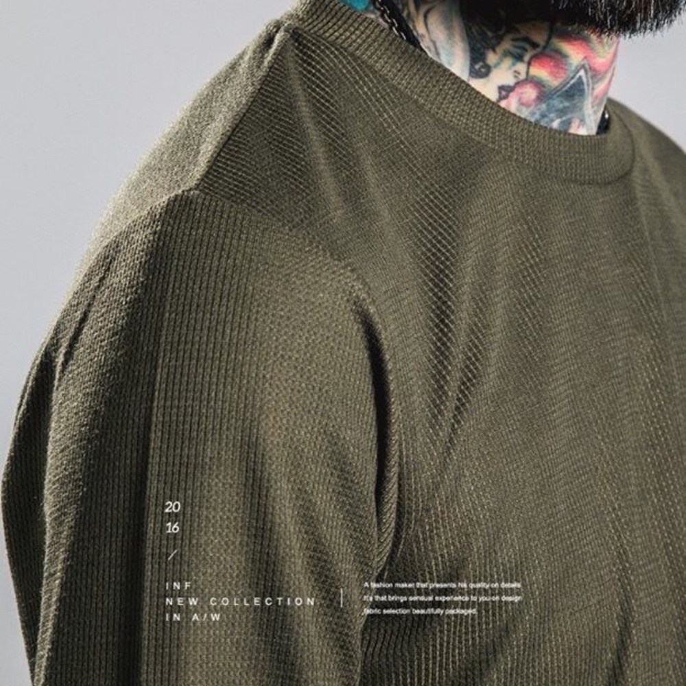 Inflation Mens Slim Fitting Light Weight Thermal Shirt Army Green